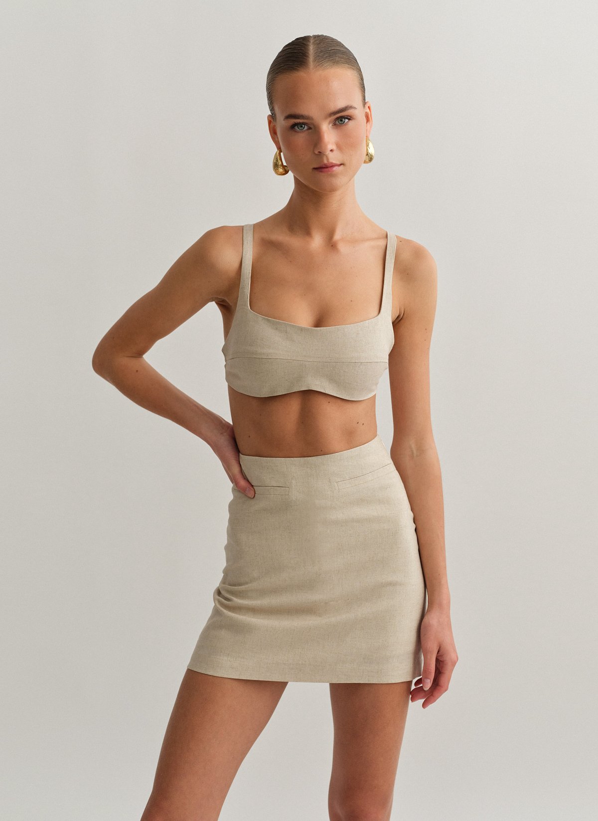 Linen skort-0