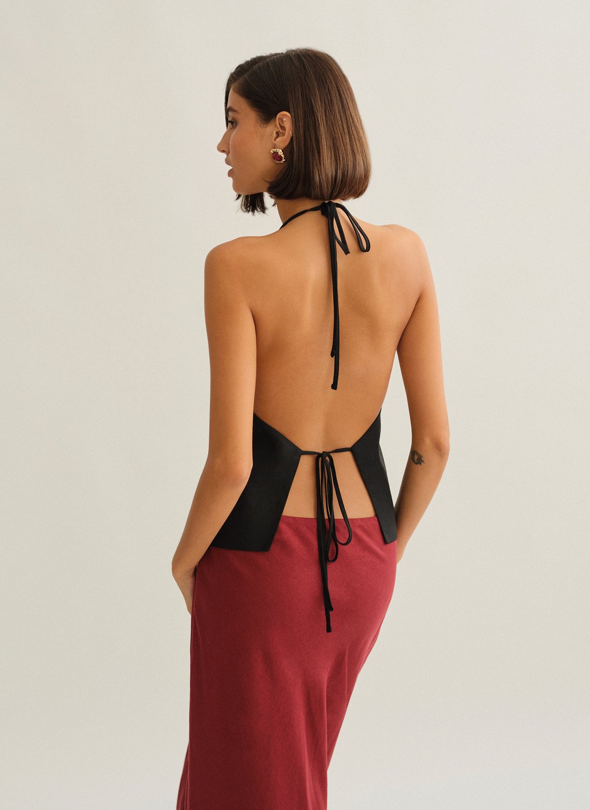 Γυναικείο λινό halter γιλέκο