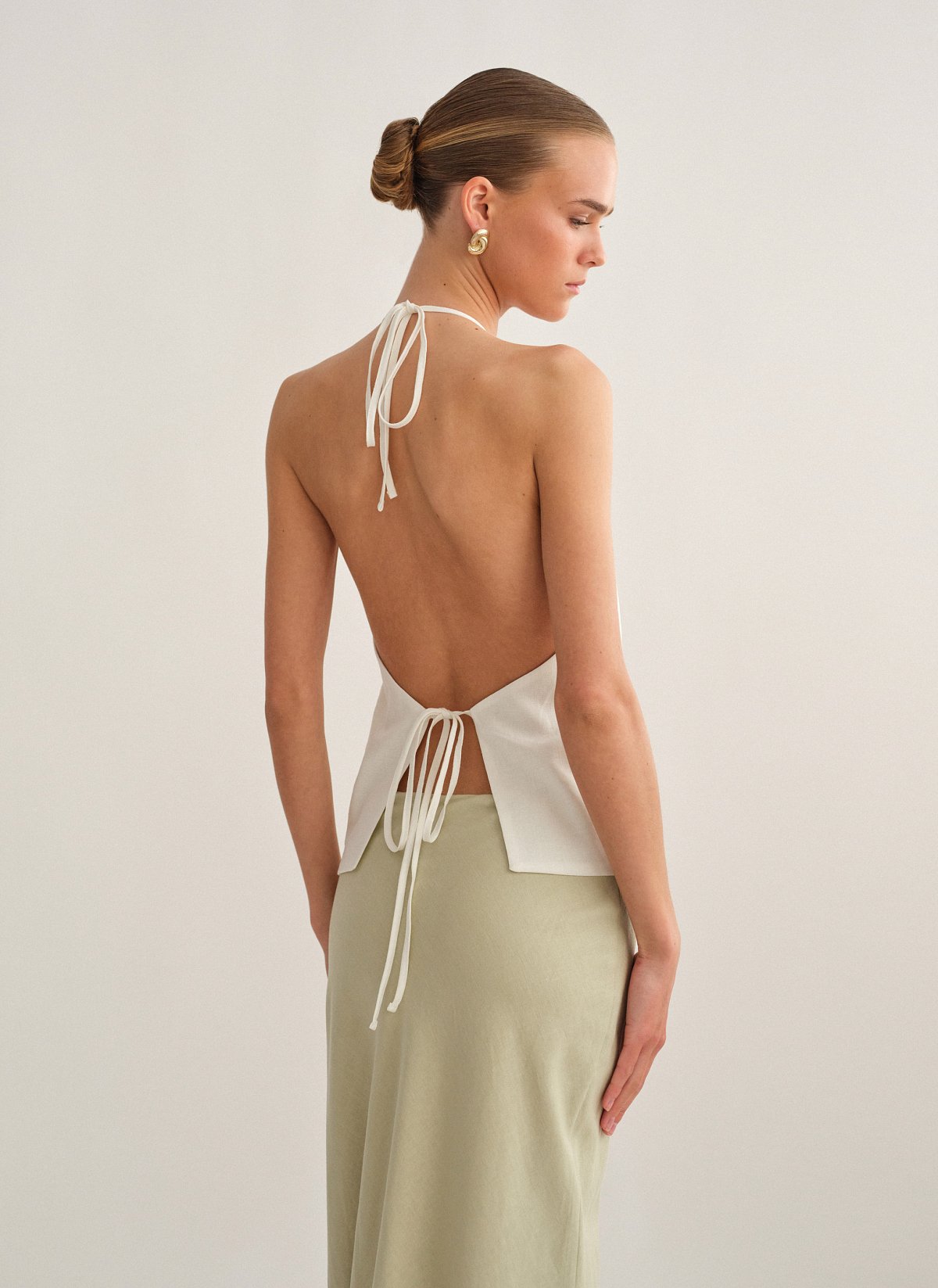 Γυναικείο λινό halter γιλέκο