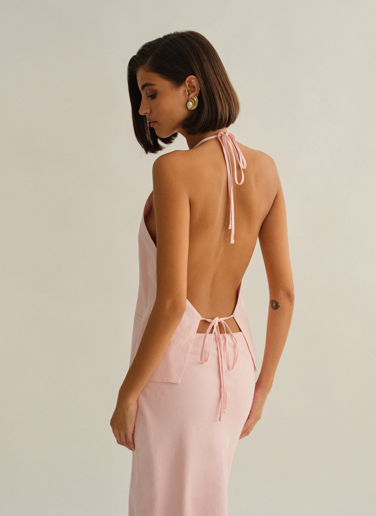 Γυναικείο λινό halter γιλέκο