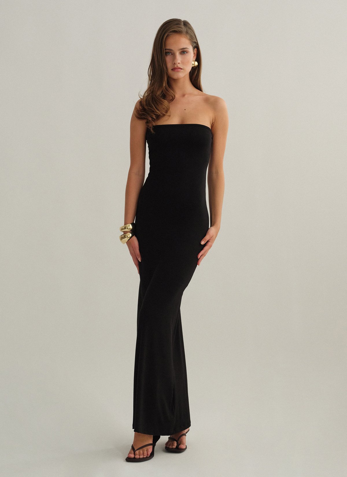 Bamboo maxi strapless dress-1
