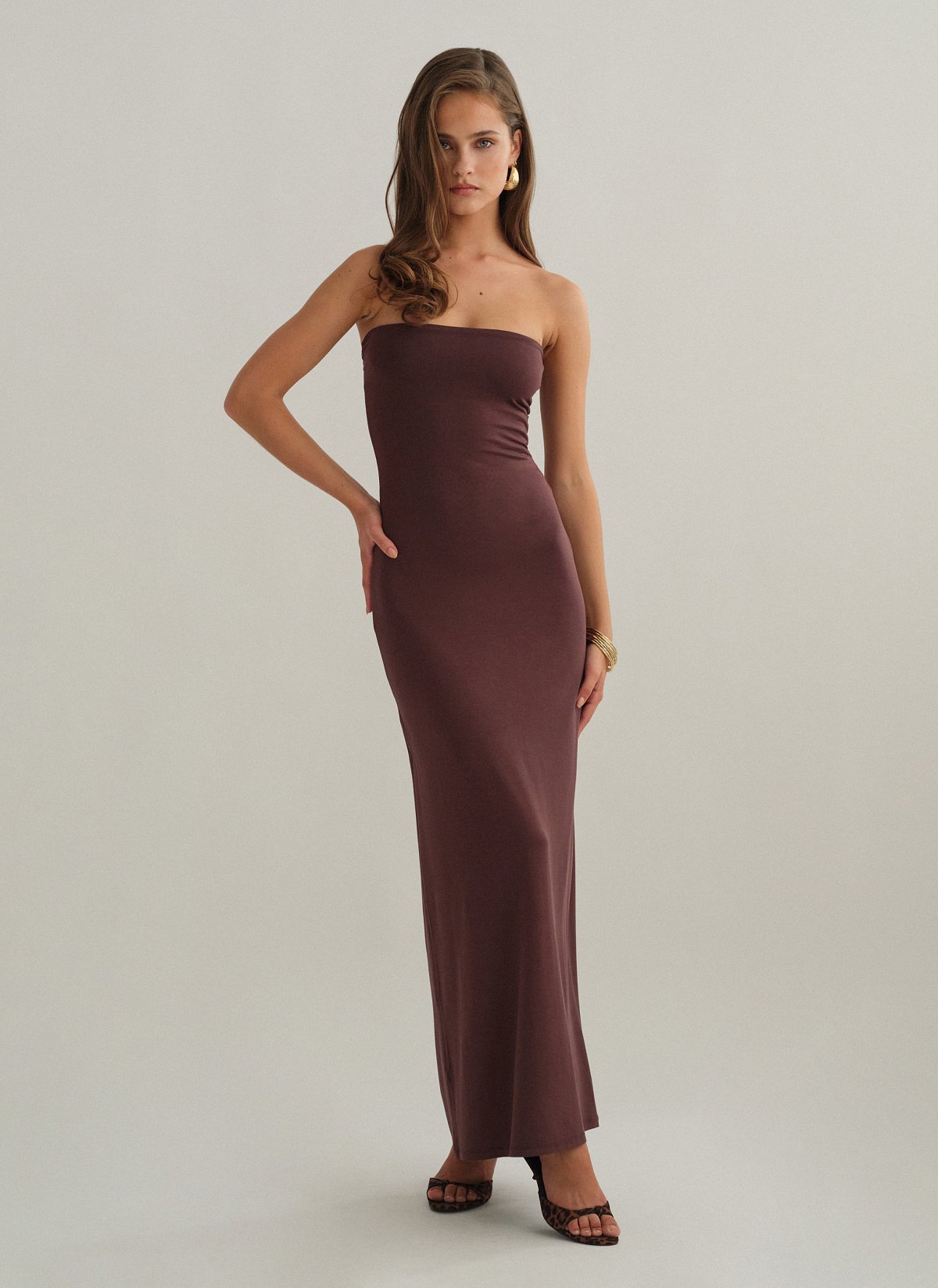 Bamboo maxi strapless dress-4
