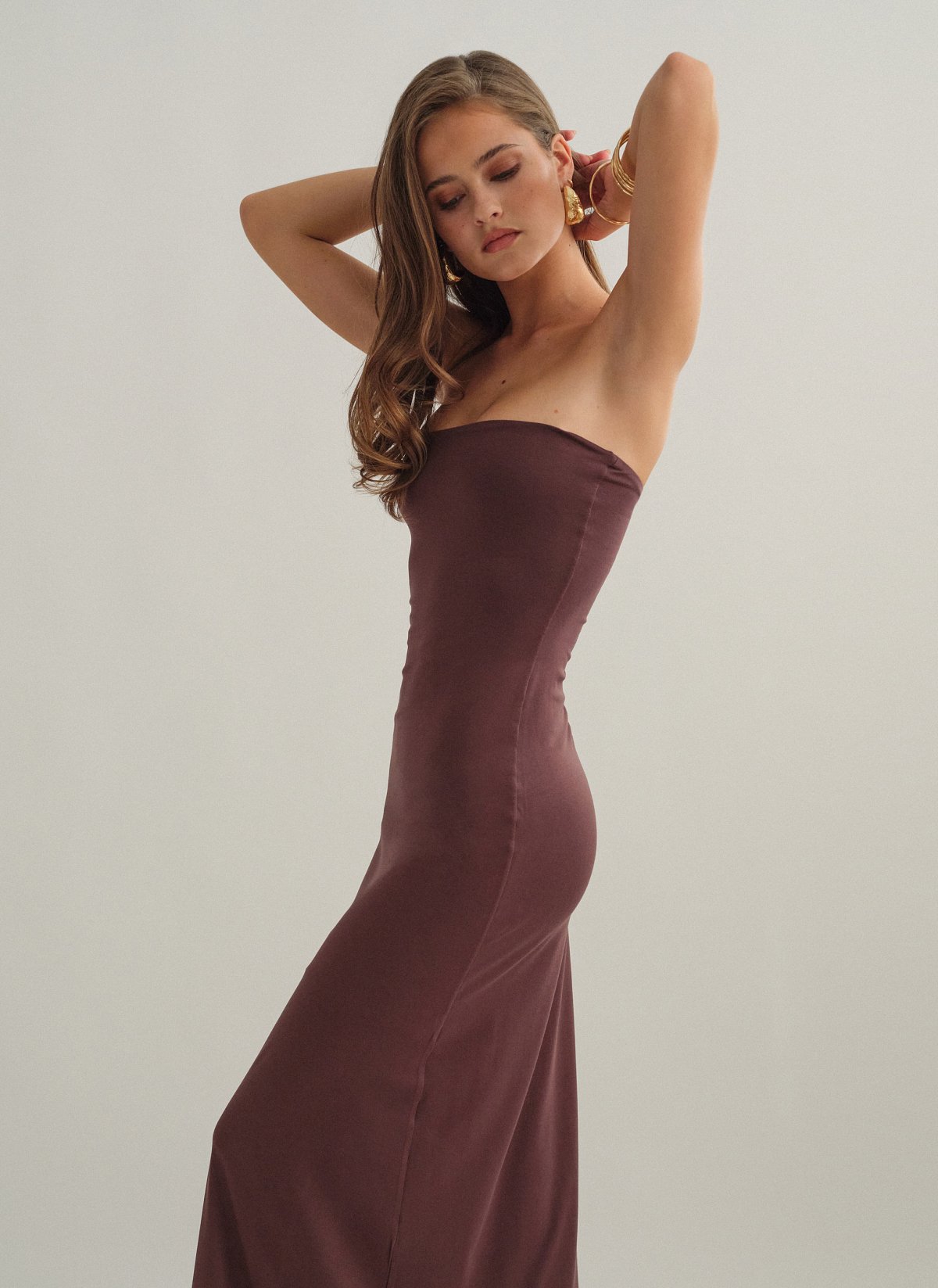 Bamboo maxi strapless dress-6
