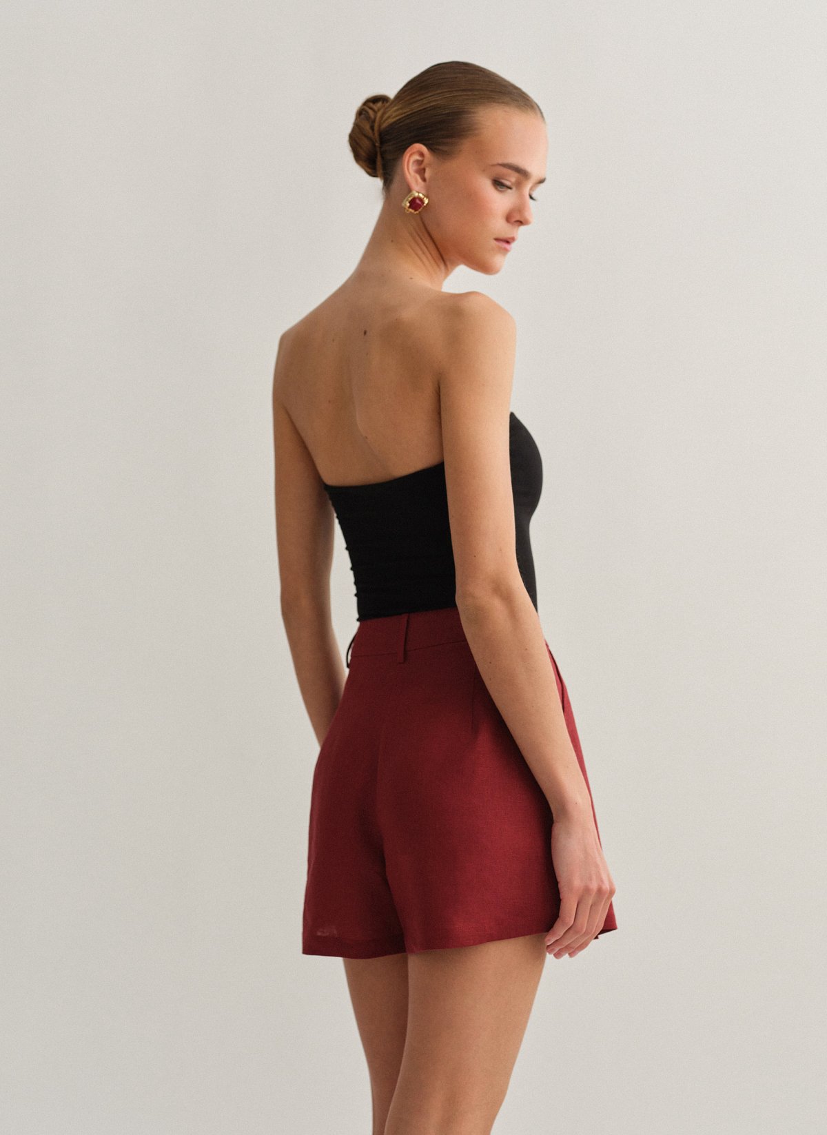 Linen darted shorts-18