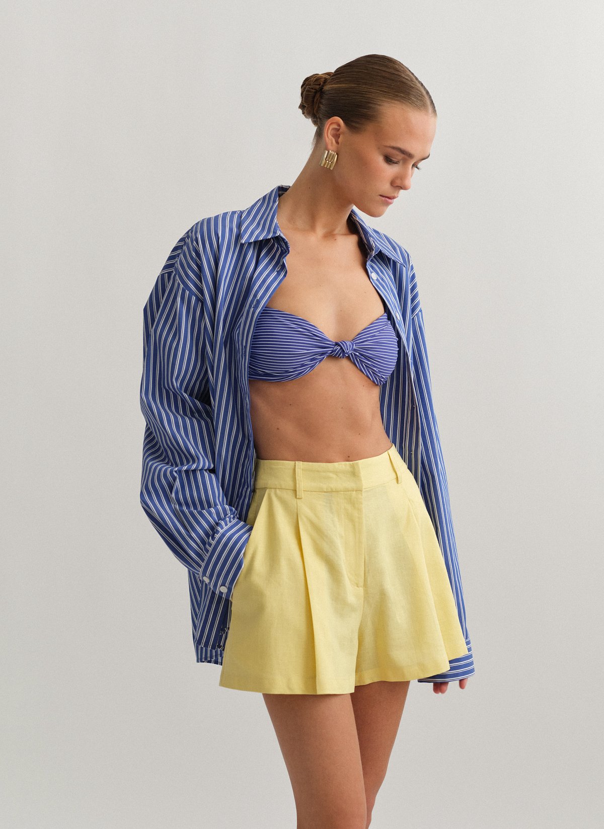 Linen darted shorts-19