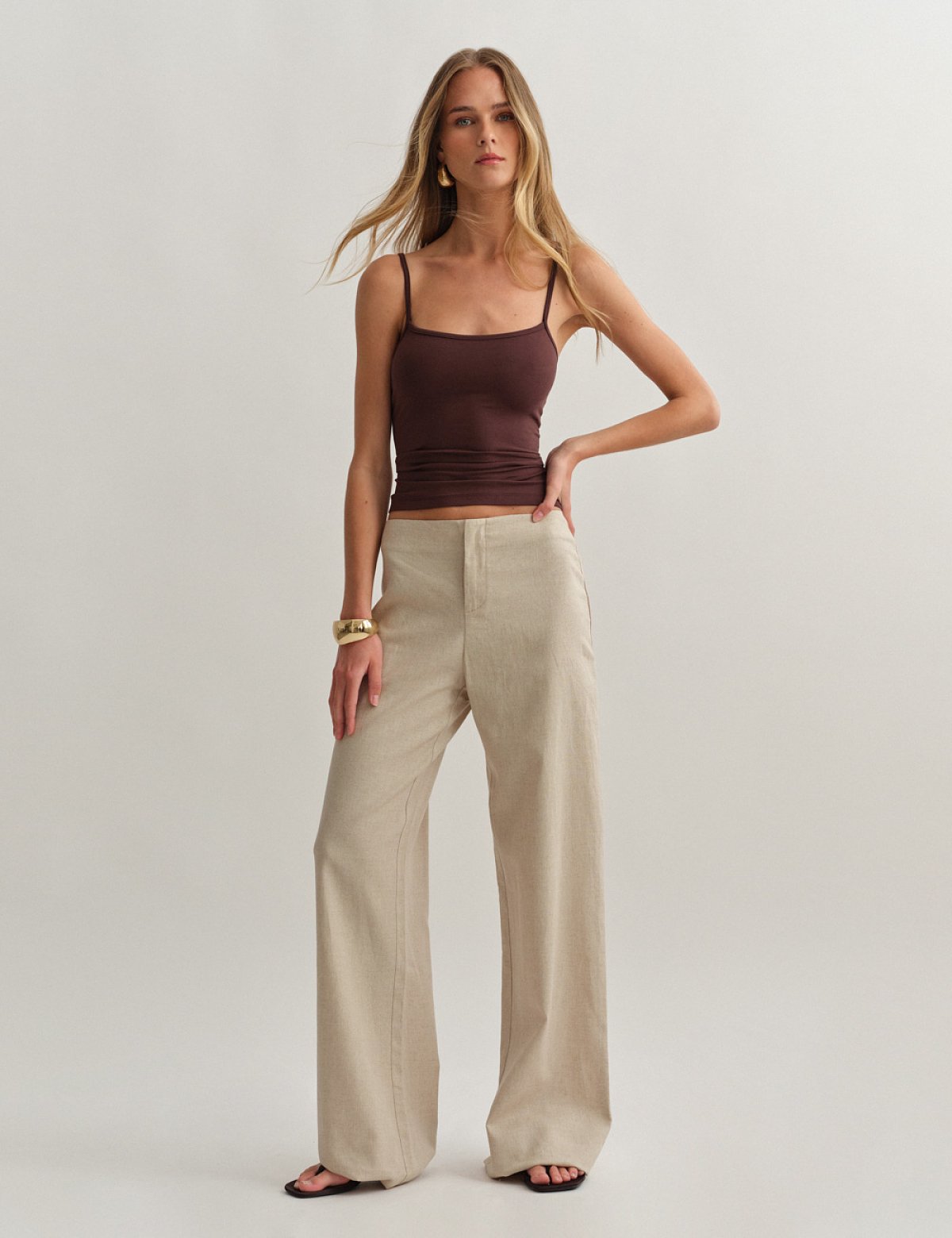 Γυναικείο λινό ίσιο παντελόνι
