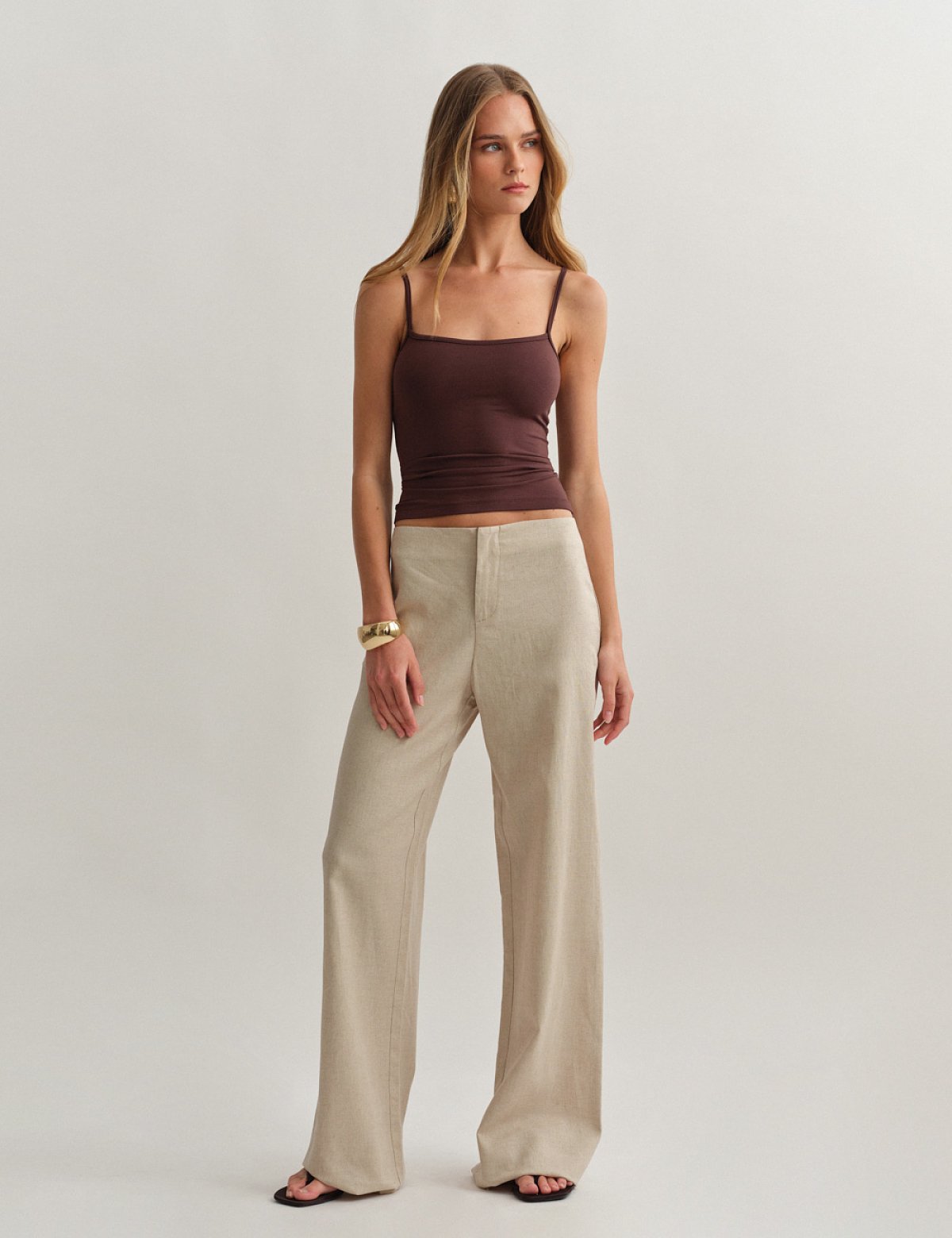Γυναικείο λινό ίσιο παντελόνι