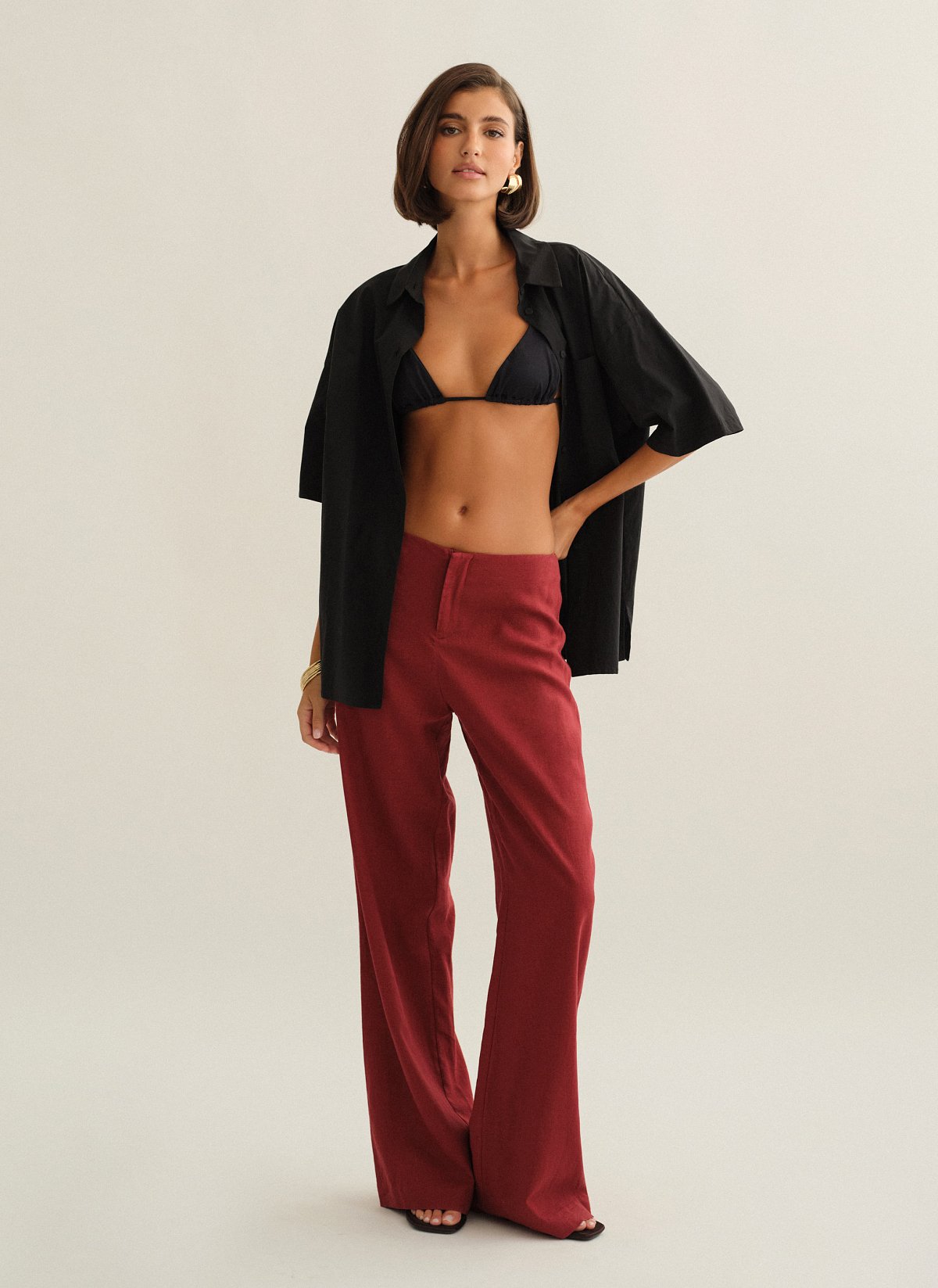 Γυναικείο λινό ίσιο παντελόνι