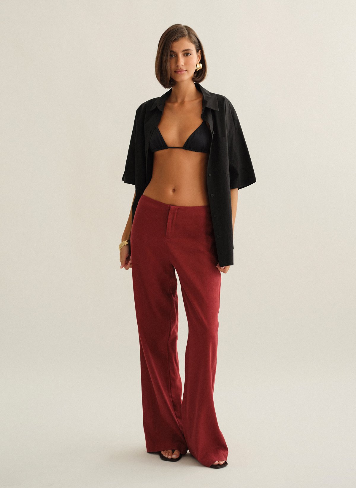 Γυναικείο λινό ίσιο παντελόνι