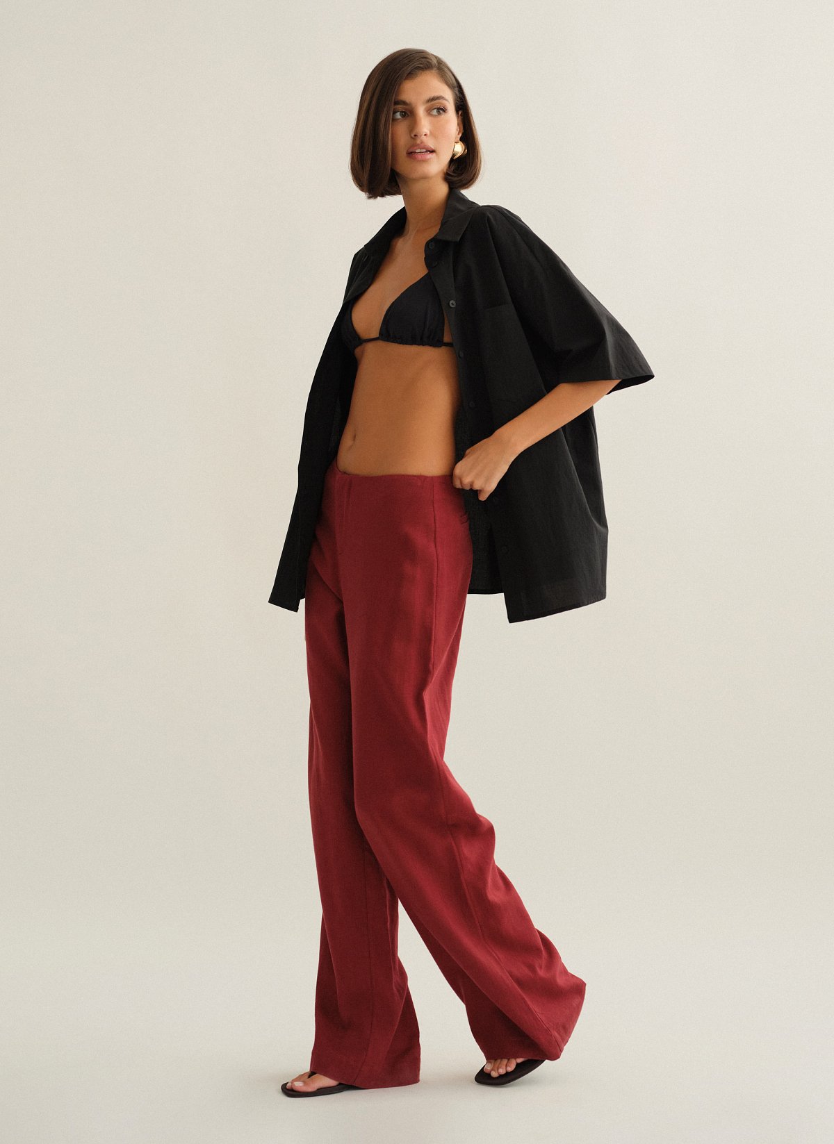 Γυναικείο λινό ίσιο παντελόνι