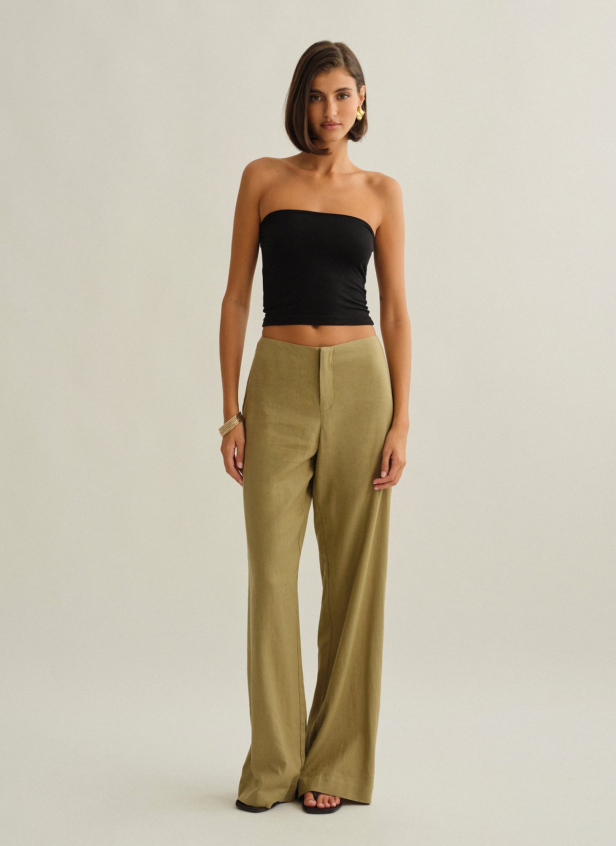 Γυναικείο λινό ίσιο παντελόνι