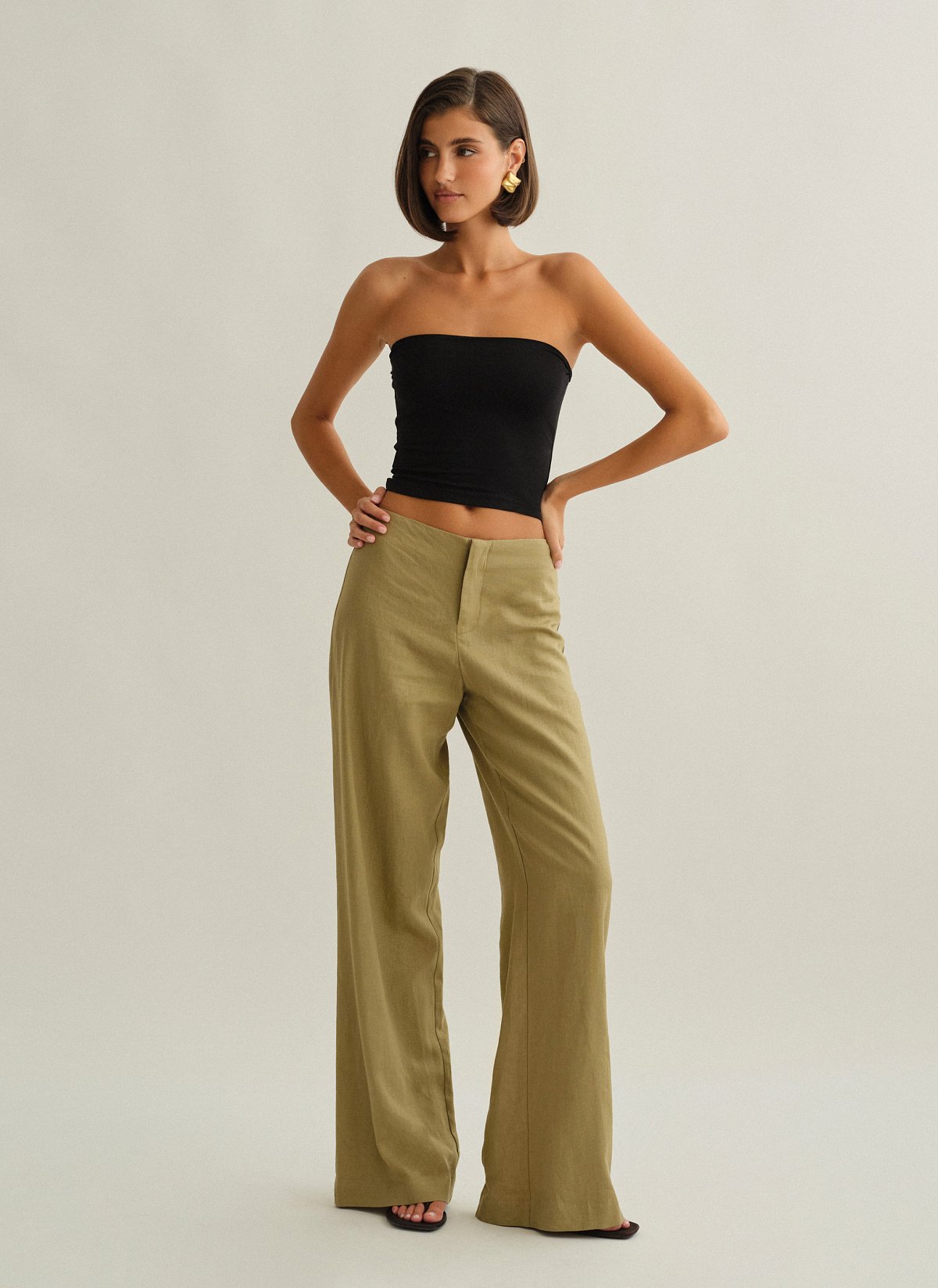 Γυναικείο λινό ίσιο παντελόνι