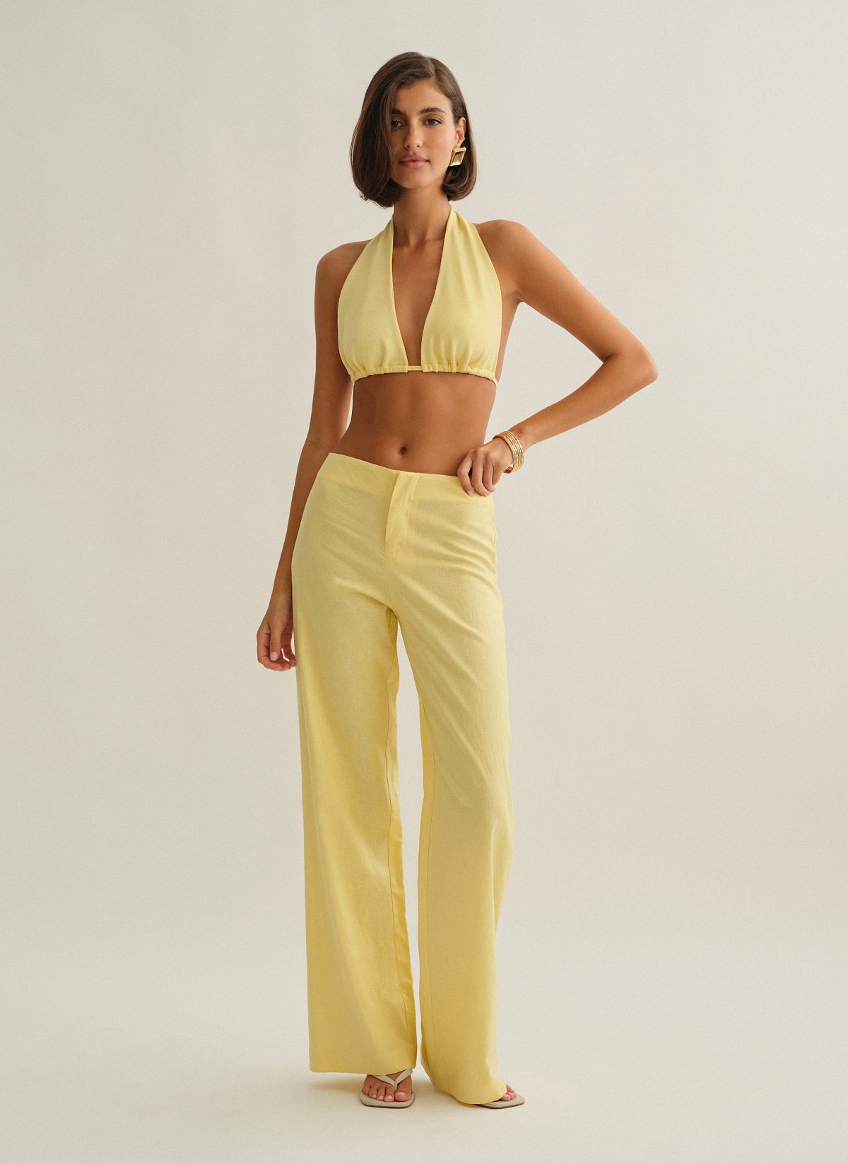 Γυναικείο λινό ίσιο παντελόνι