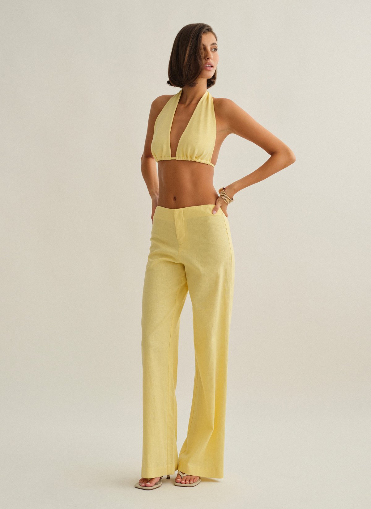 Γυναικείο λινό ίσιο παντελόνι