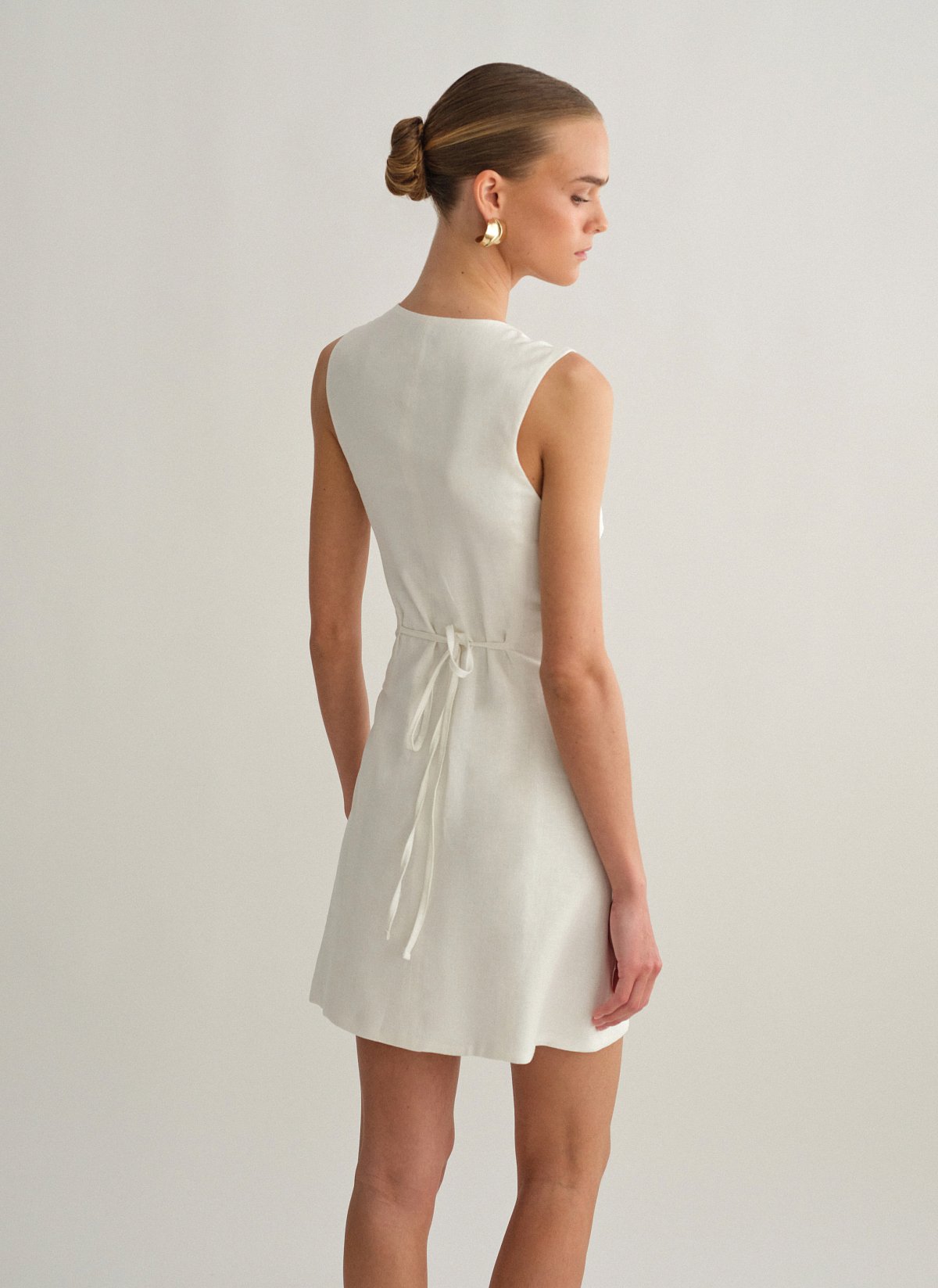 Linen mini buttoned dress-7