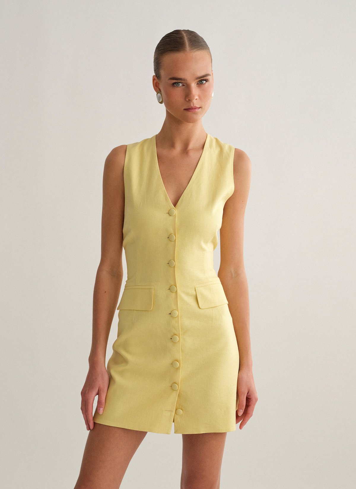 Linen mini buttoned dress-9