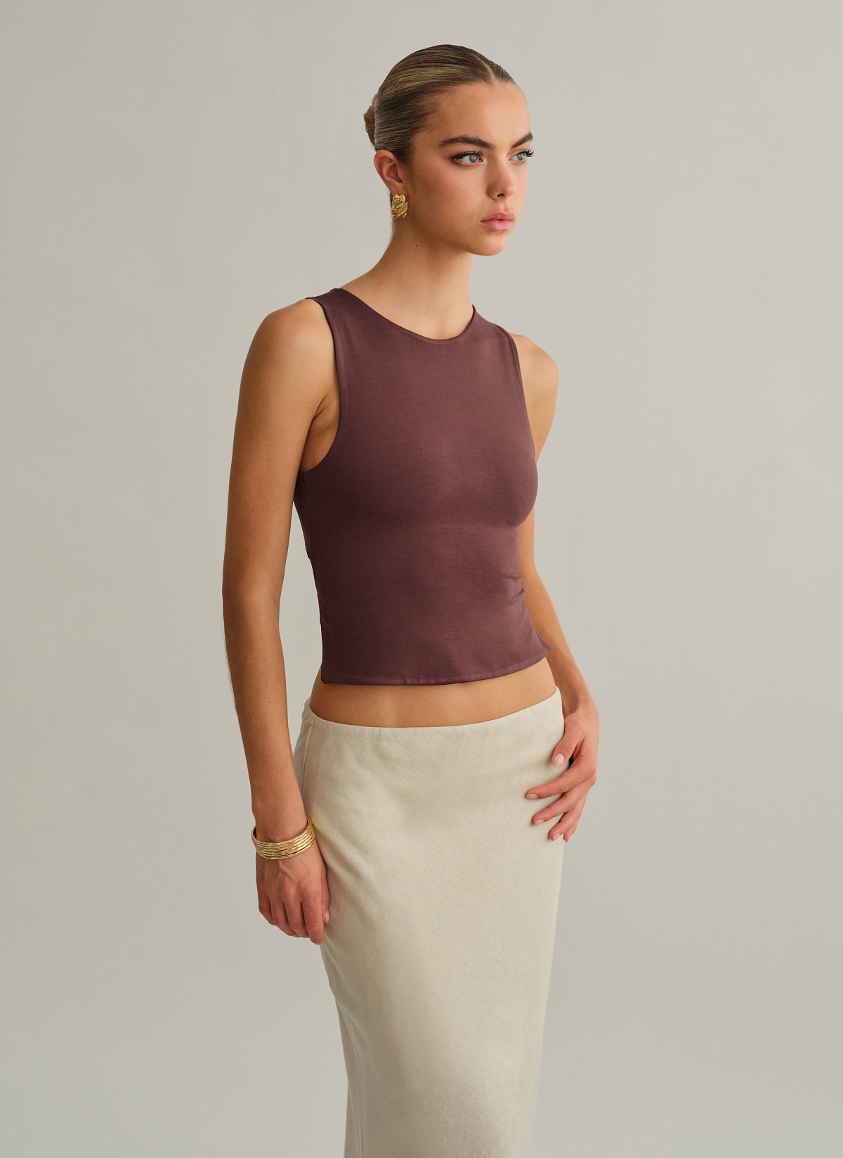 Γυναικεία αμάνικη μπλούζα bamboo με δέσιμο