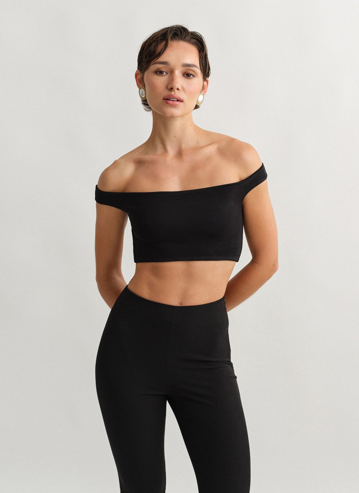Γυναικείο off-shoulder crop τοπ bamboo