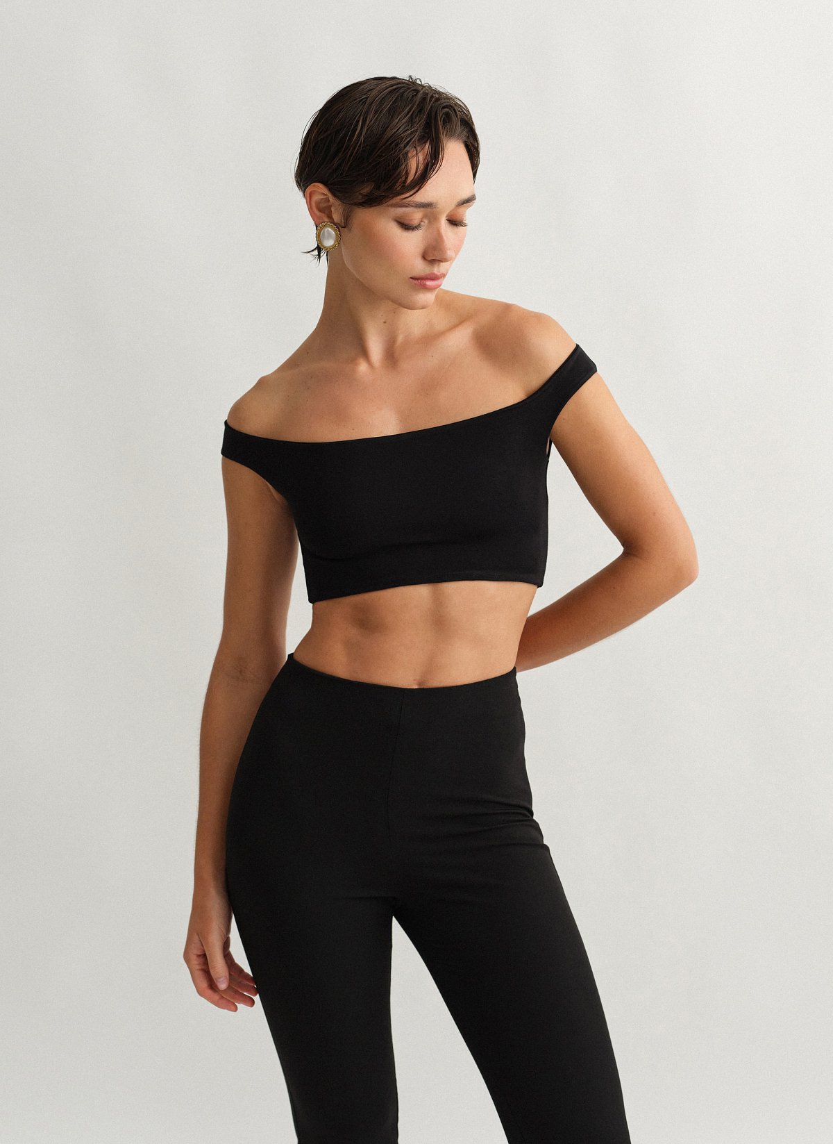 Γυναικείο off-shoulder crop τοπ bamboo
