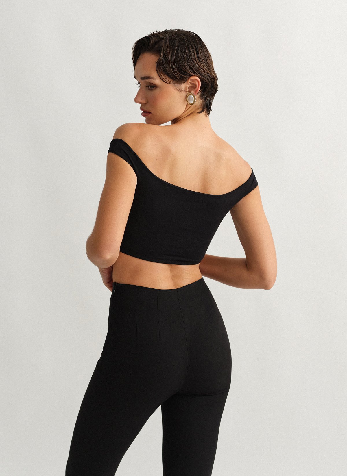 Γυναικείο off-shoulder crop τοπ bamboo