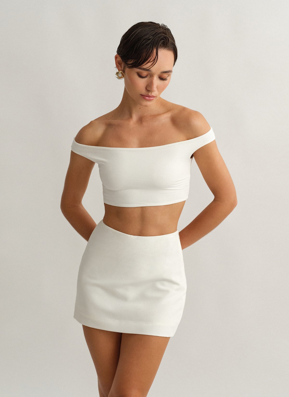 Γυναικείο off-shoulder crop τοπ bamboo