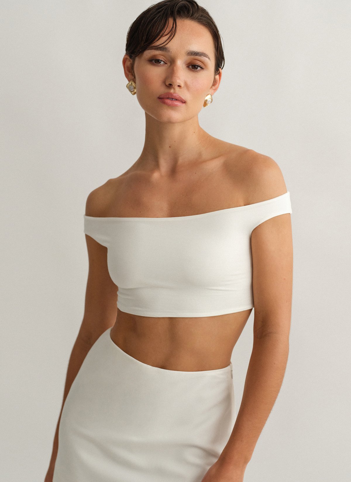 Γυναικείο off-shoulder crop τοπ bamboo