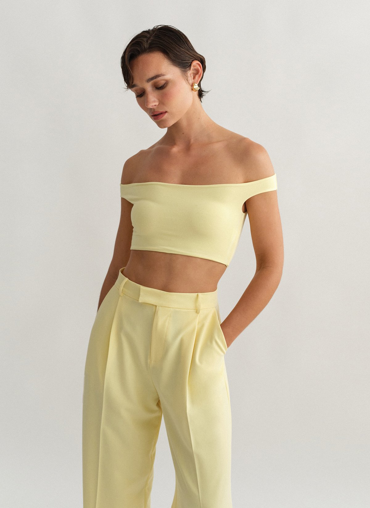 Γυναικείο off-shoulder crop τοπ bamboo