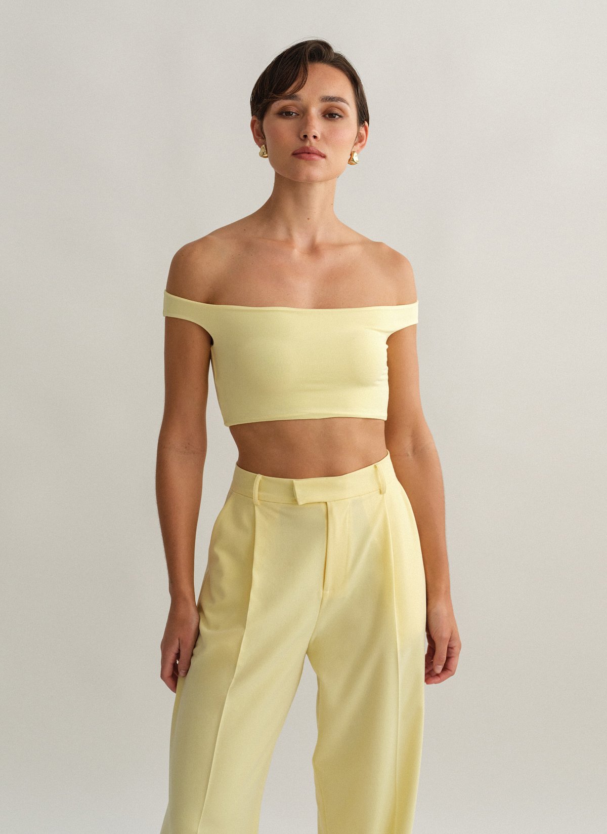 Γυναικείο off-shoulder crop τοπ bamboo