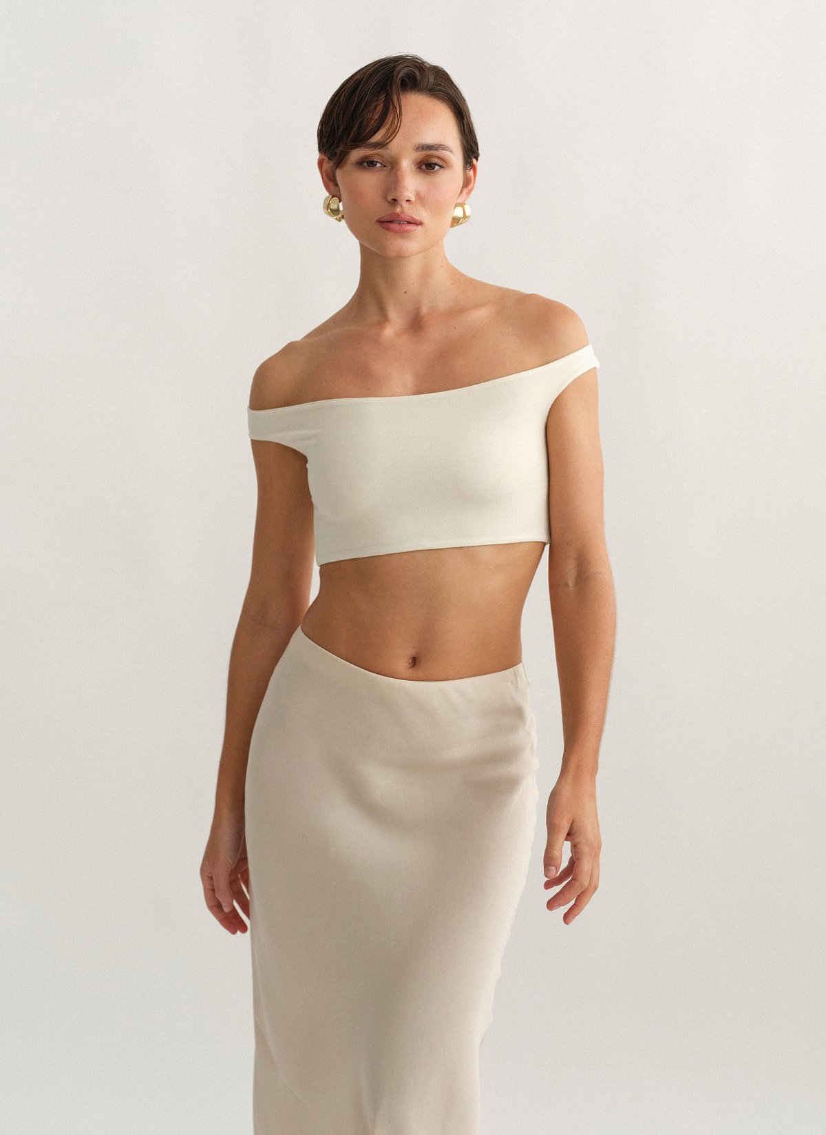 Γυναικείο off-shoulder crop τοπ bamboo