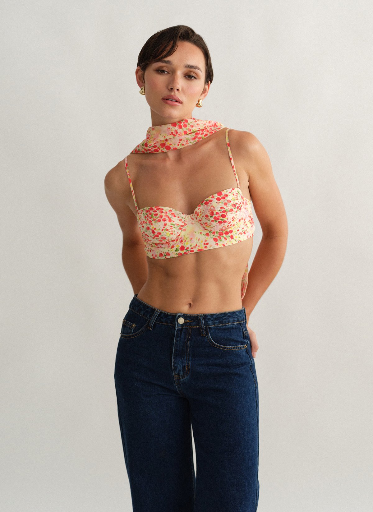 Γυναικείο εμπριμέ κορσέ crop τοπ