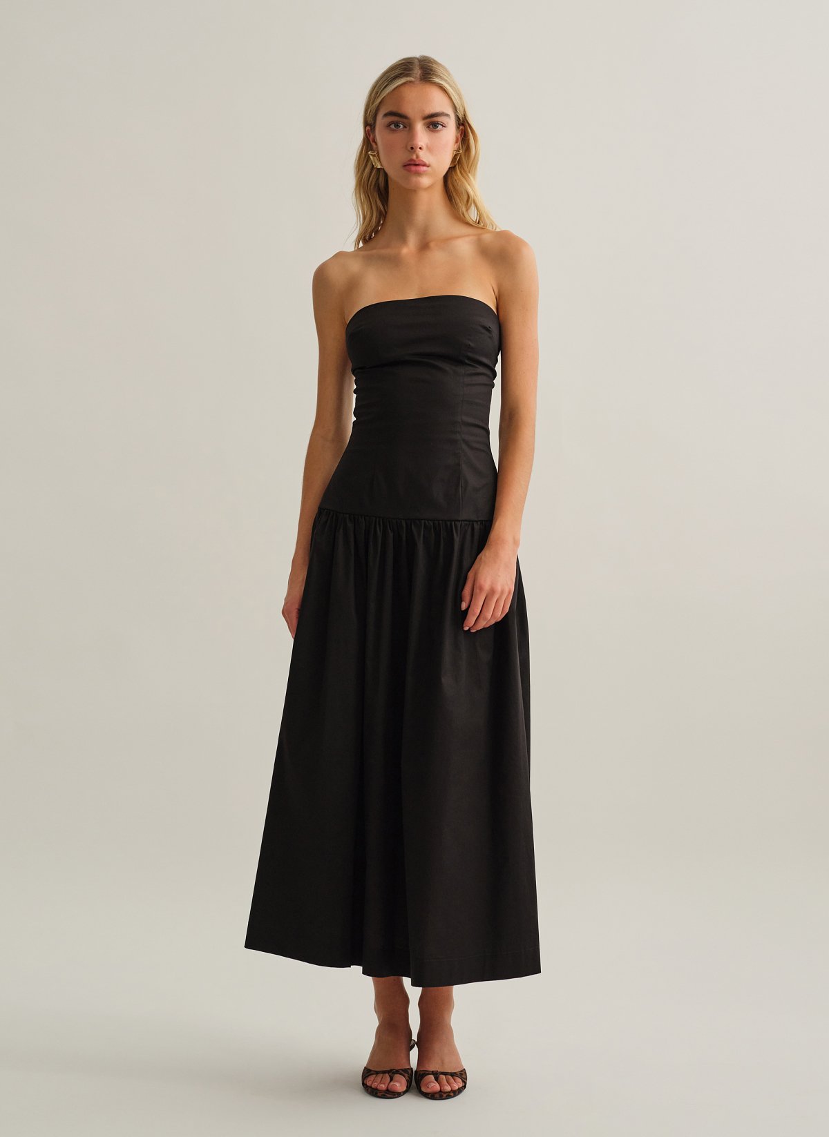 Strapless maxi poplin dress-11
