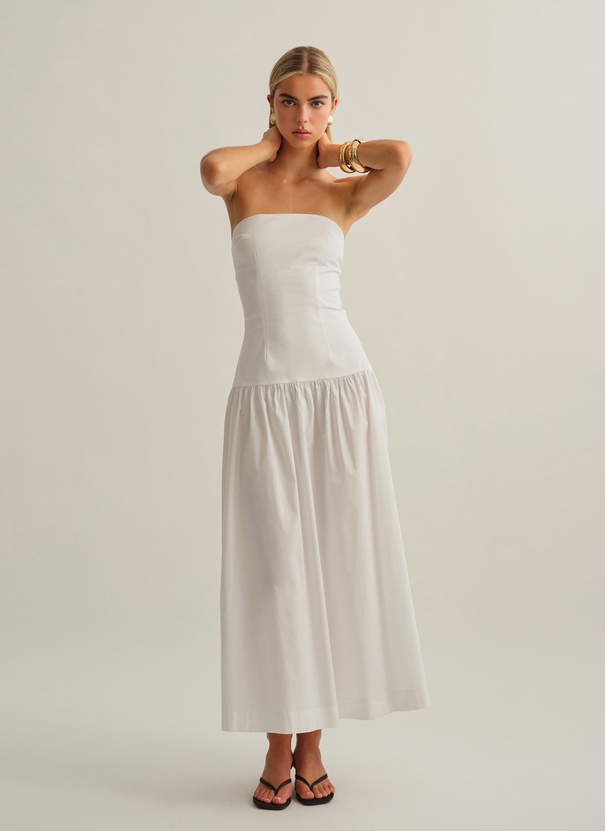 Strapless maxi poplin dress-1
