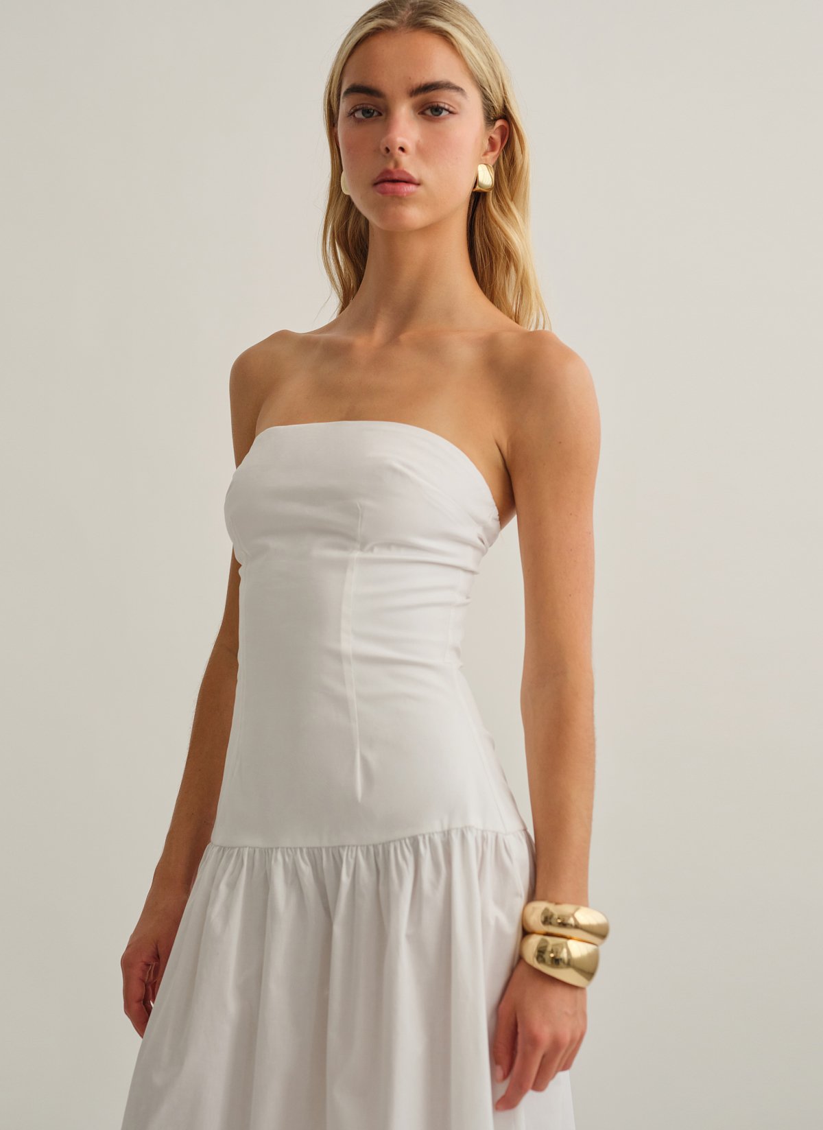Strapless maxi poplin dress-2