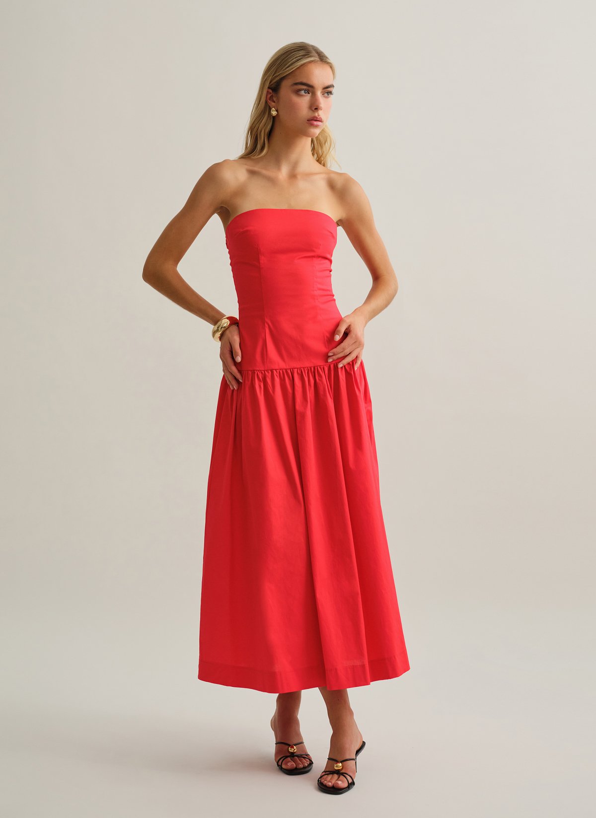 Strapless maxi poplin dress-13