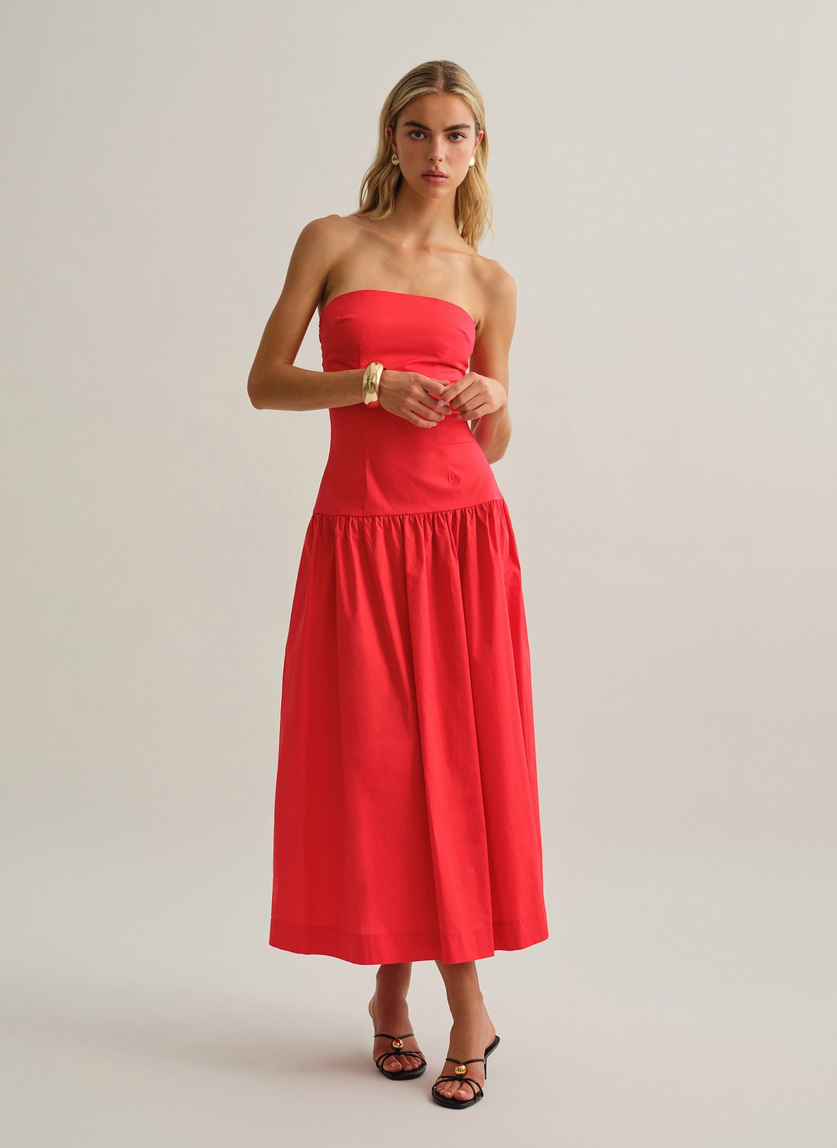 Strapless maxi poplin dress-14