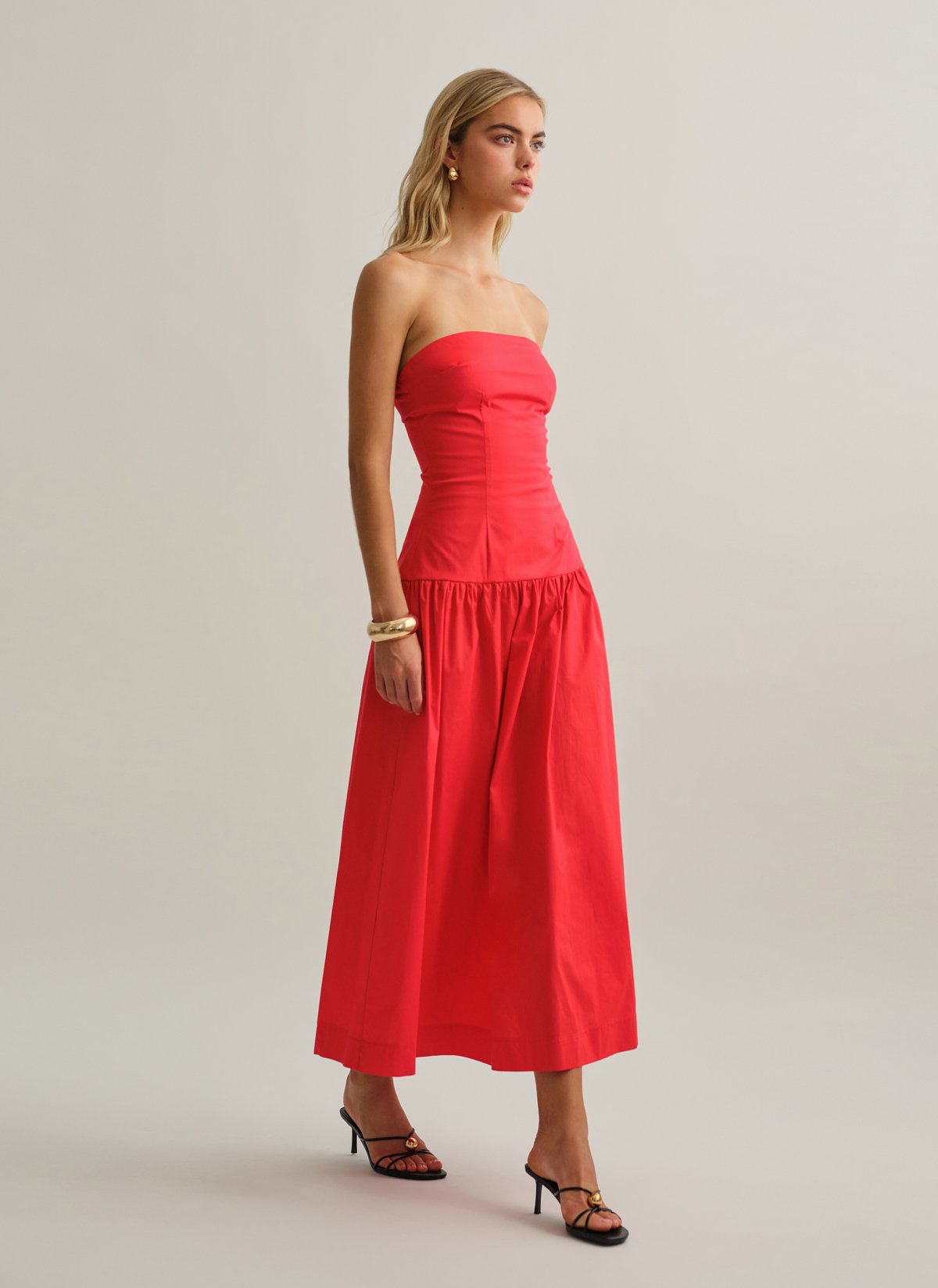 Strapless maxi poplin dress-12