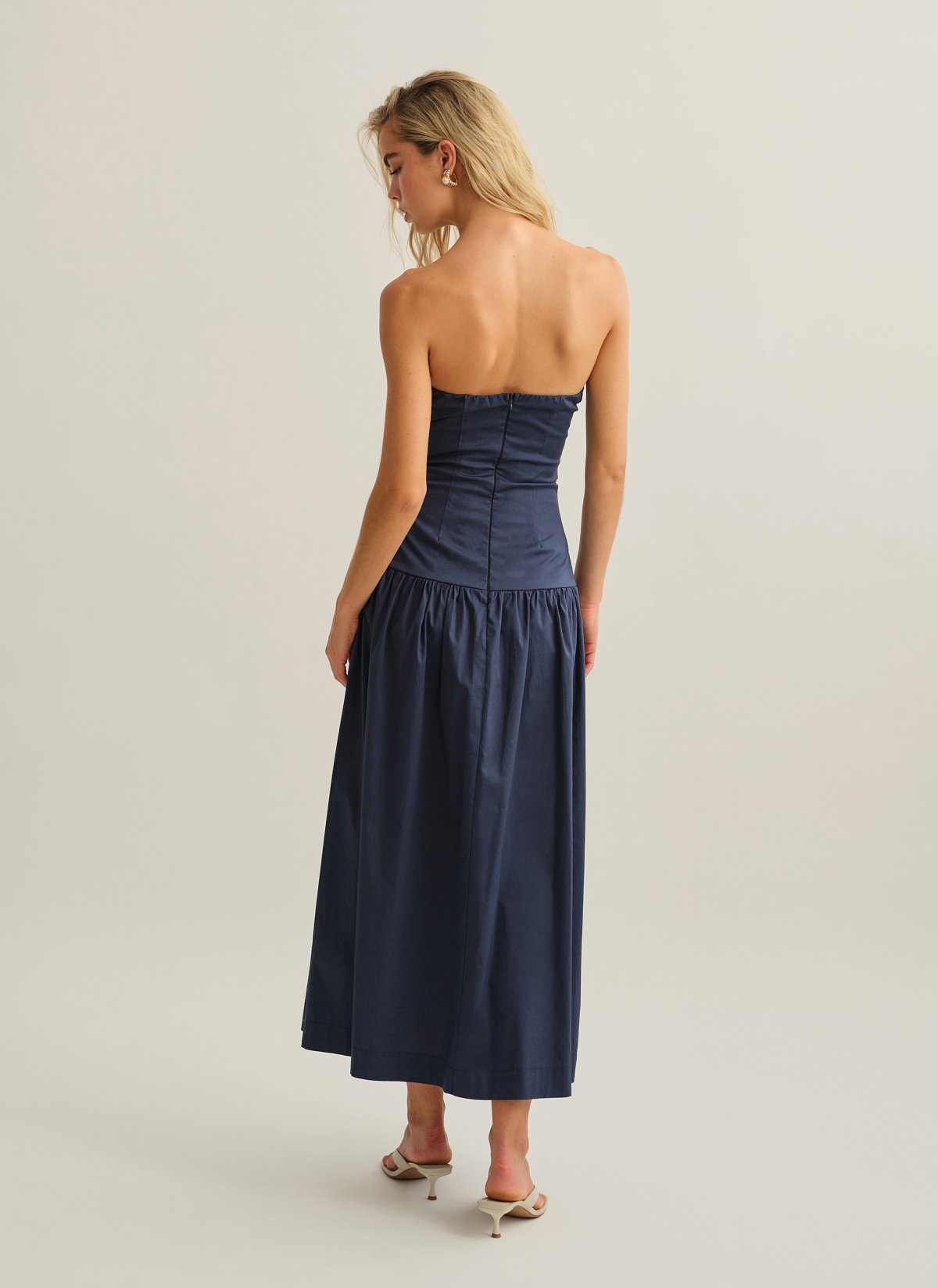 Strapless maxi poplin dress-5