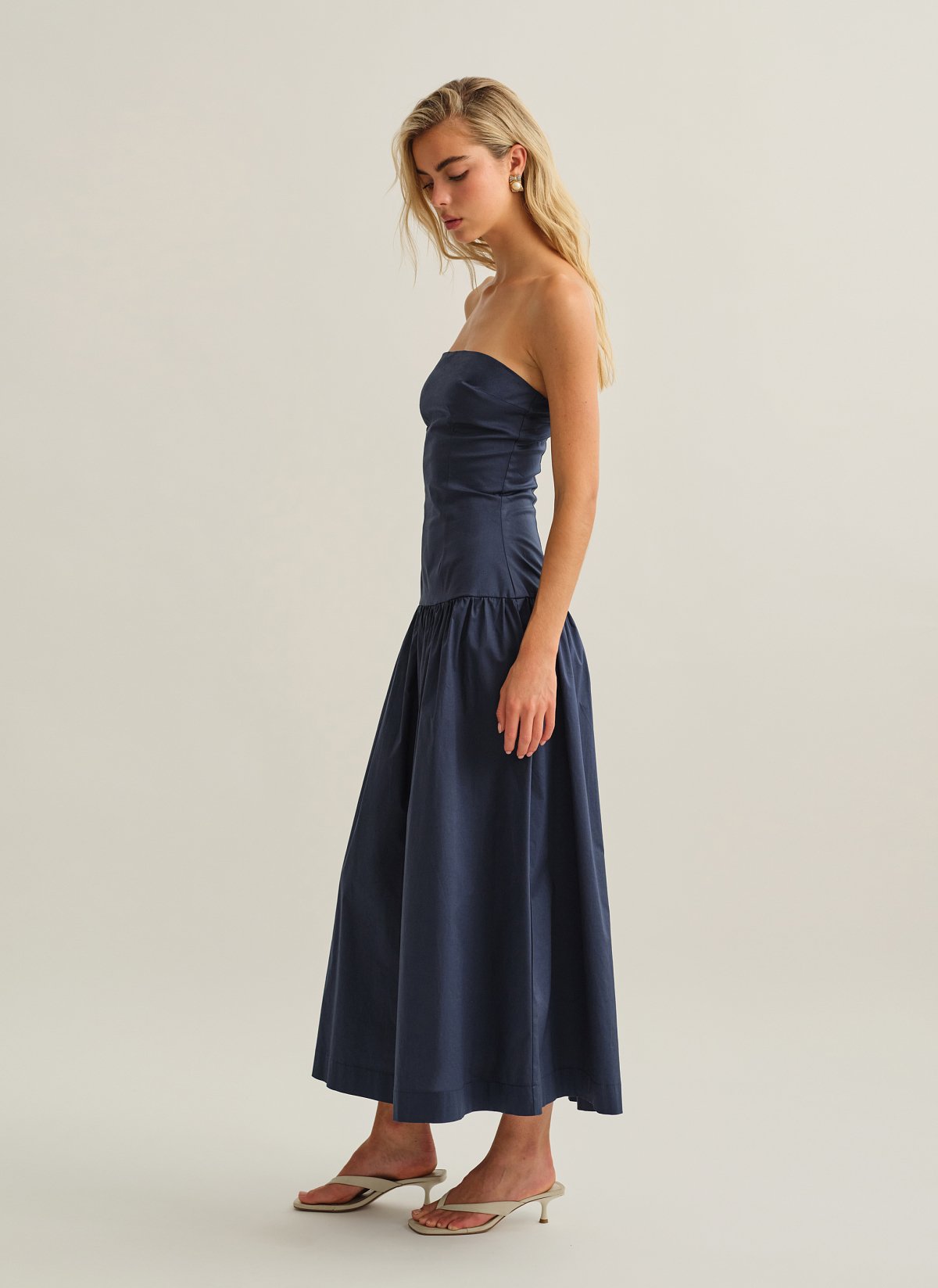 Strapless maxi poplin dress-6