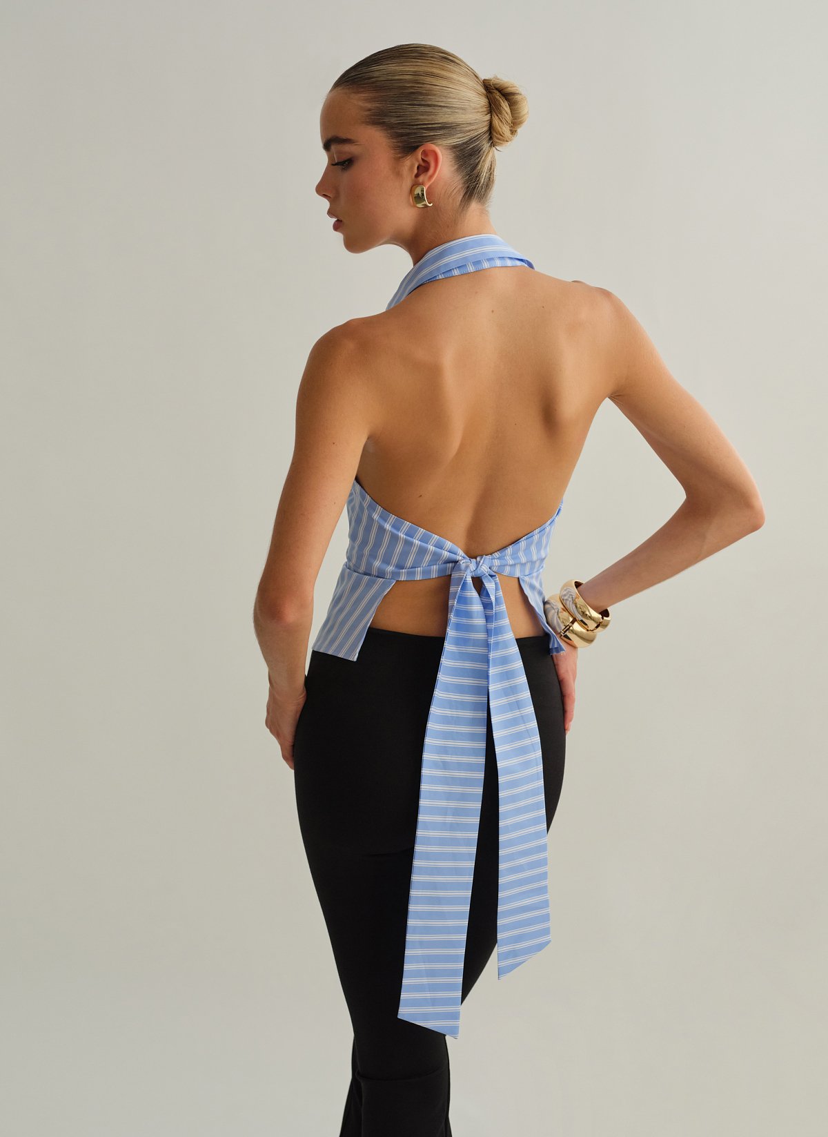 Γυναικείο ριγέ halter γιλέκο