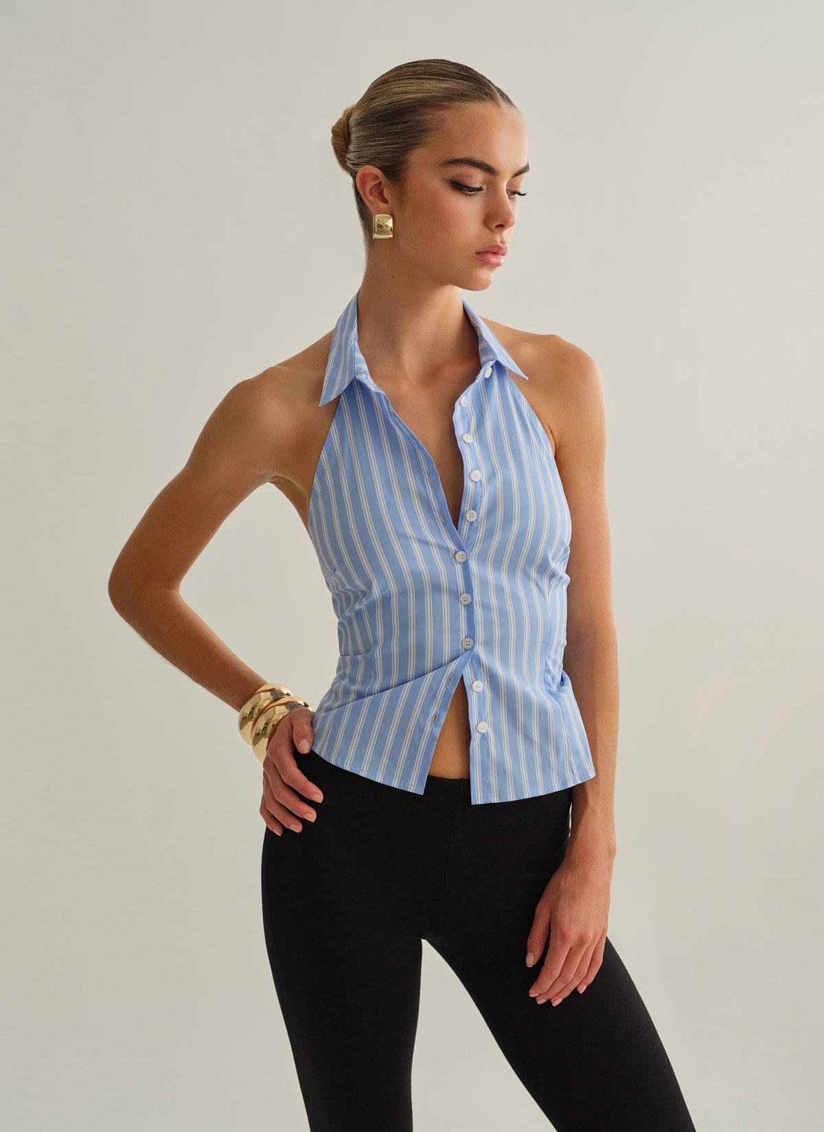 Γυναικείο ριγέ halter γιλέκο