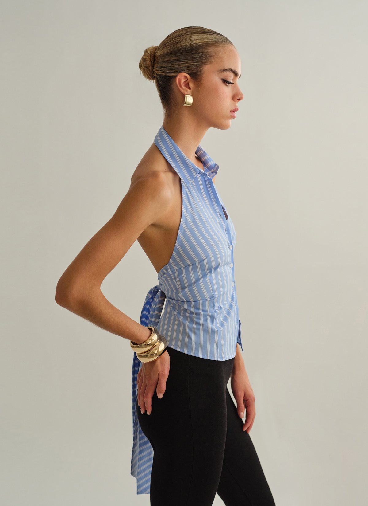 Γυναικείο ριγέ halter γιλέκο