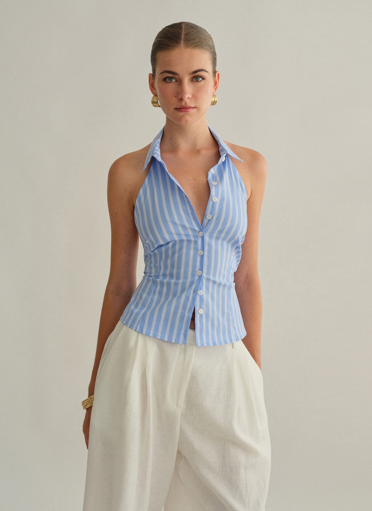 Γυναικείο ριγέ halter γιλέκο