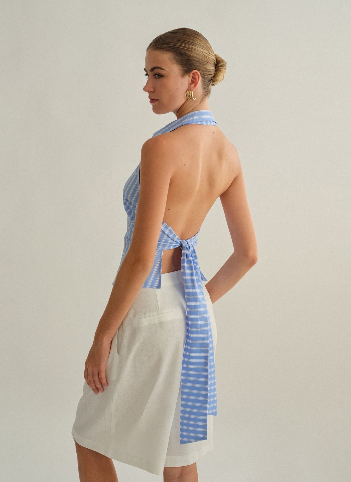 Γυναικείο ριγέ halter γιλέκο