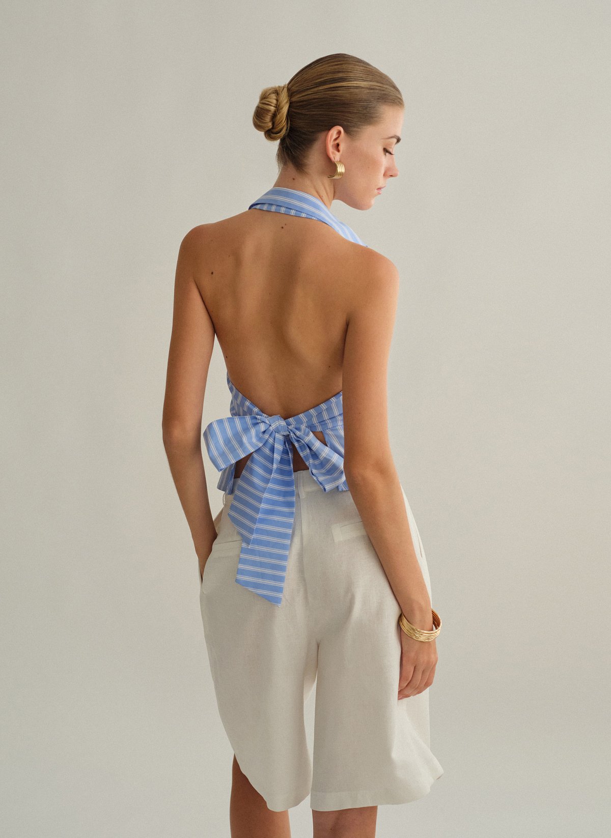 Γυναικείο ριγέ halter γιλέκο