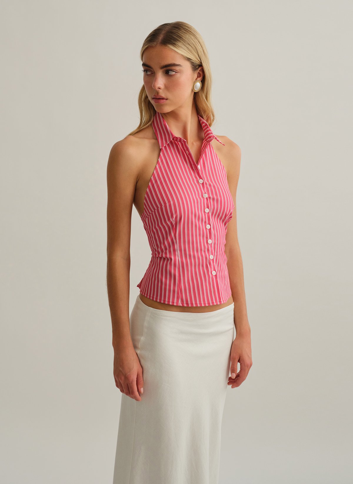 Γυναικείο ριγέ halter γιλέκο