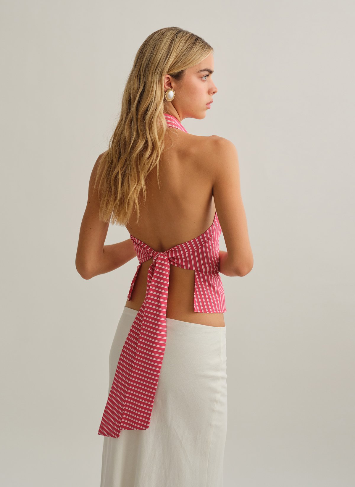 Γυναικείο ριγέ halter γιλέκο