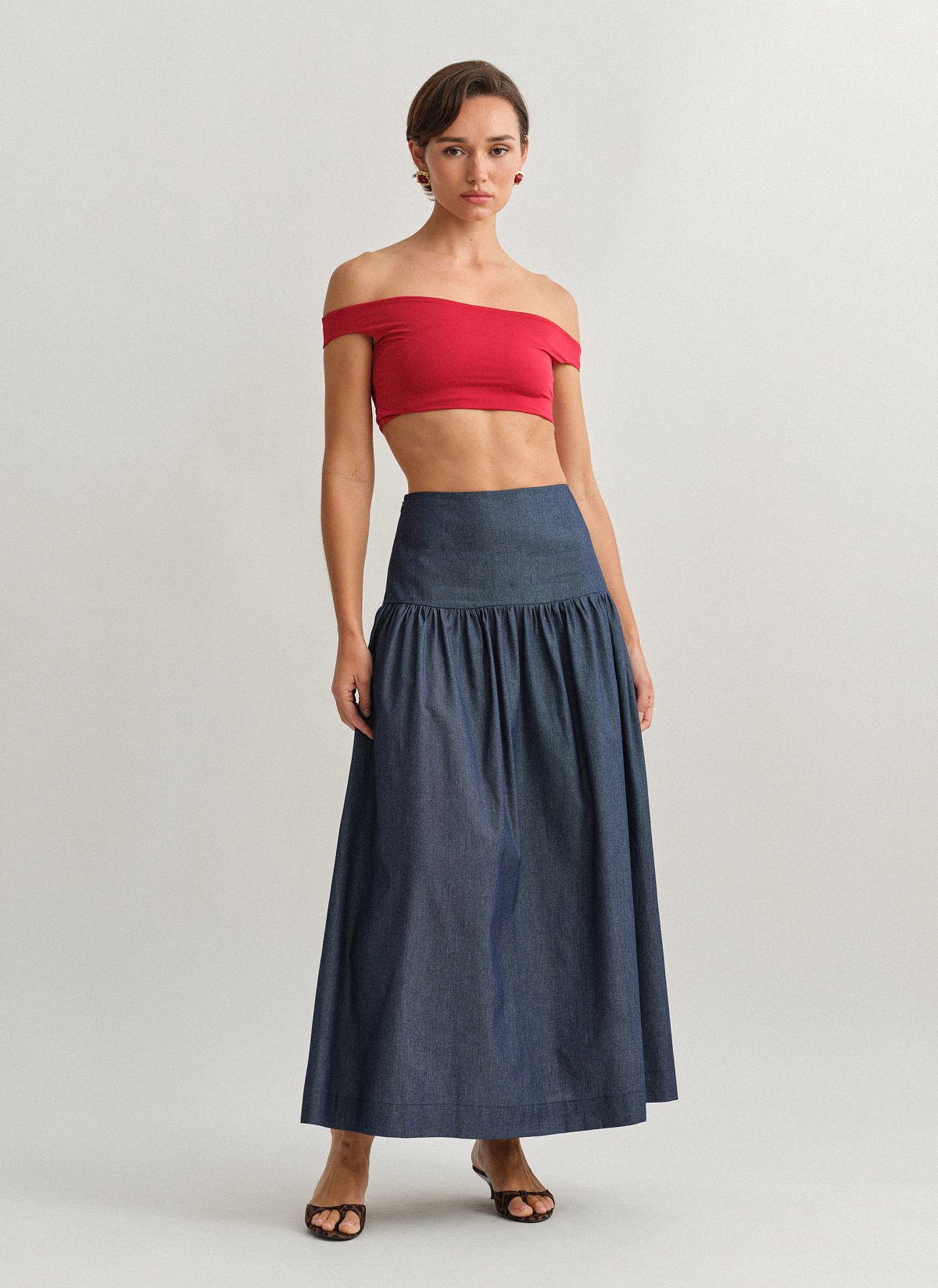 Γυναικεία denim μακριά φούστα