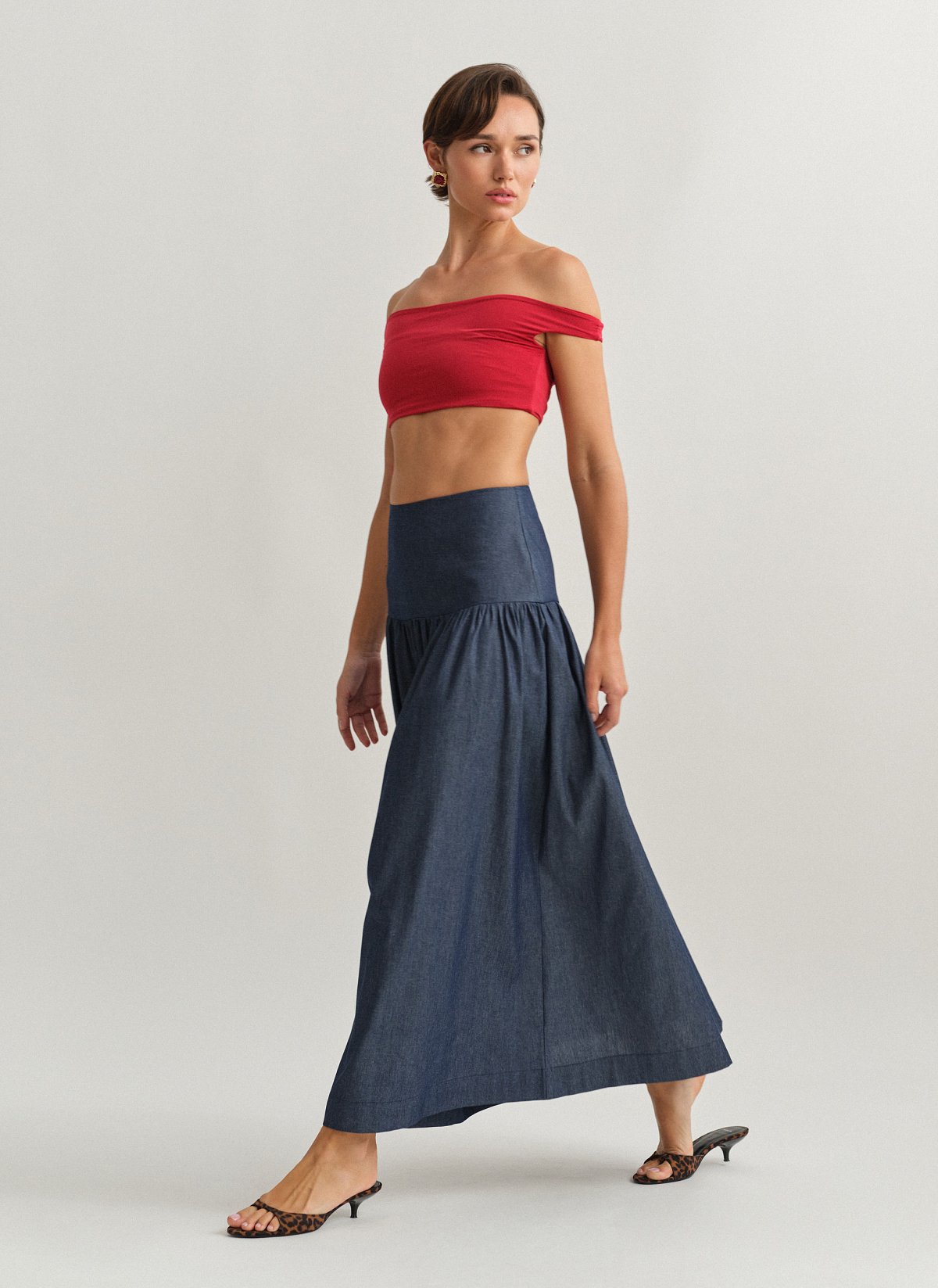 Γυναικεία denim μακριά φούστα