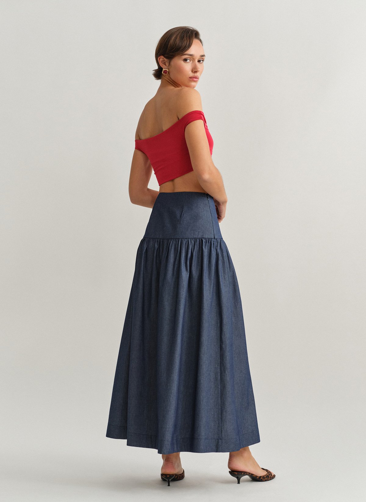 Γυναικεία denim μακριά φούστα