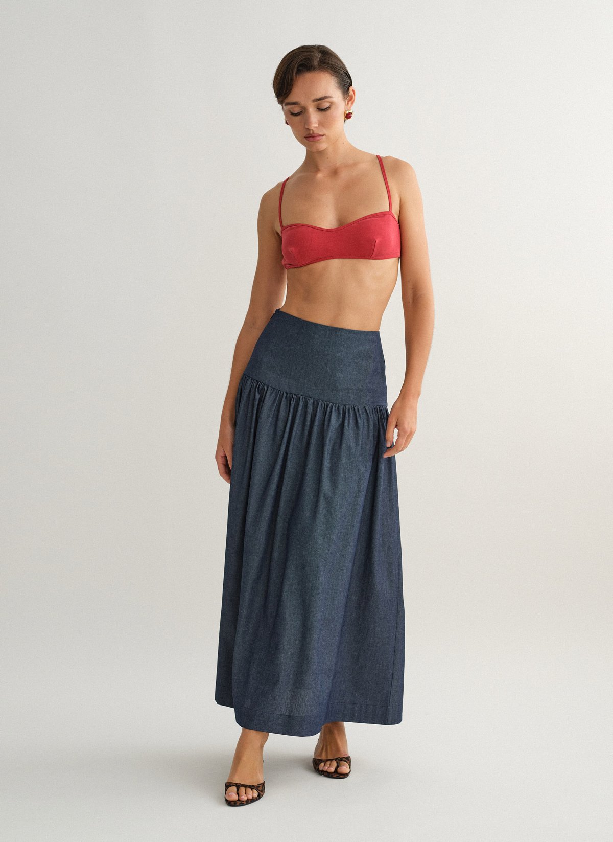 Γυναικεία denim μακριά φούστα